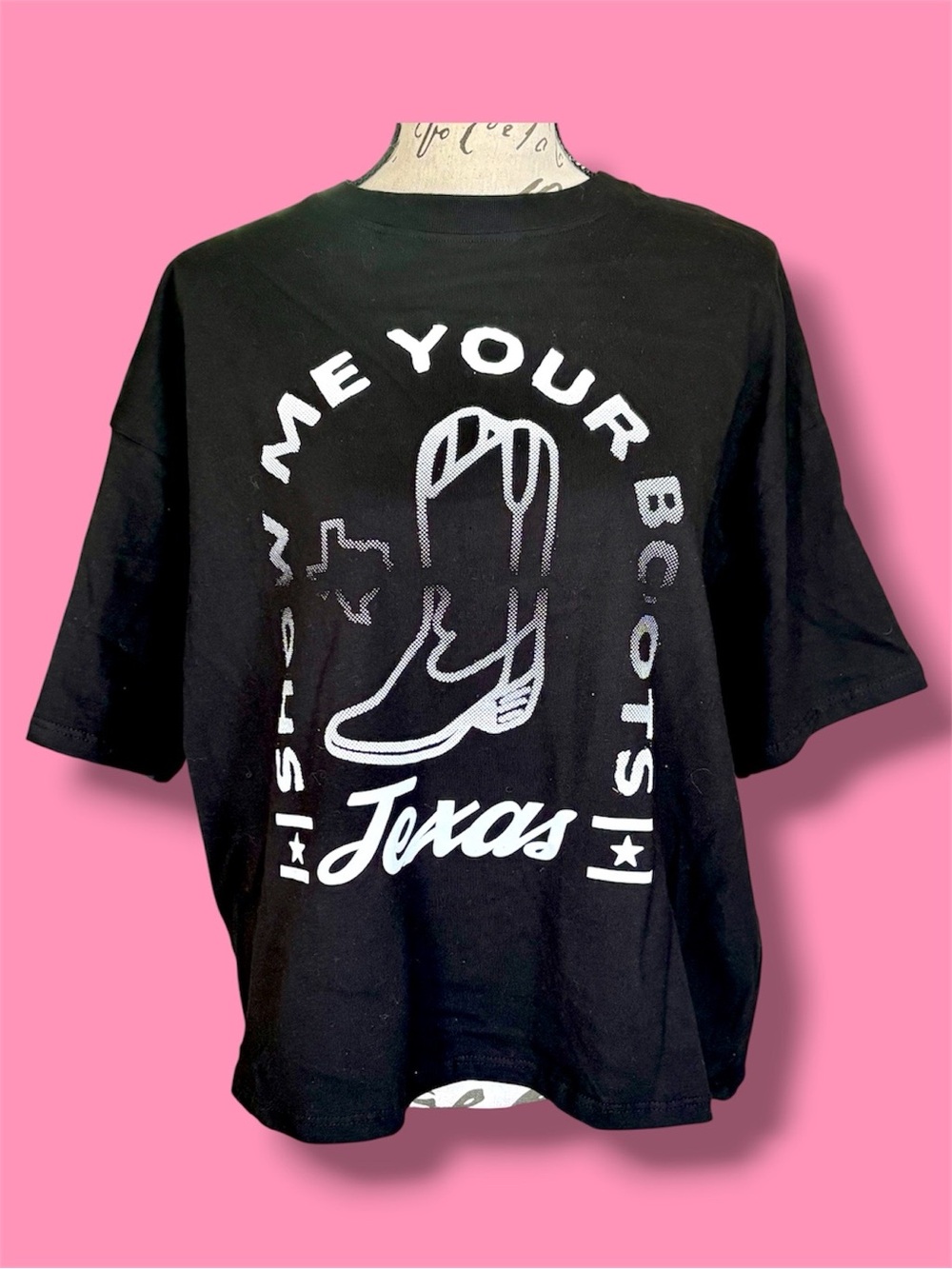 Women's Medium Large 100% Cotton "Where I'm From" Texas Boot Graphic T-Shirt NWT